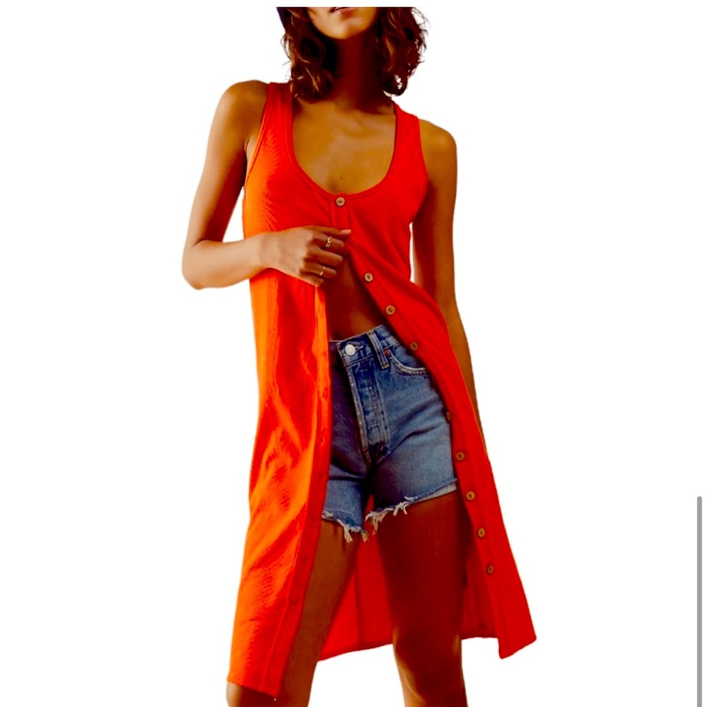 NWOT Free People Orange Gia Vest Sz Medium